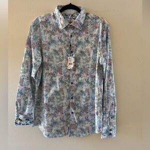 Robert Graham Men’s Delray Classic Fit Knit Button Down Shirt NEW